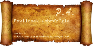 Pavlicsek Ambrózia névjegykártya